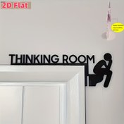Resim 2D Düz Modern Akrilik "DÜŞÜNME ODASI" için Kapı İşareti - Tuvalet Sembolü ile 2D Düz Duvara Monte Heykel, Ev Dekorasyonu Sanat Parçası, Ofis veya Yaşam Alanı için Minimalist Siyah ve Gri Tasarım 