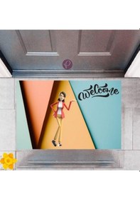 Resim Kapı Önü Paspası Dekoratif Dijital Baskı Welcome P-2342 