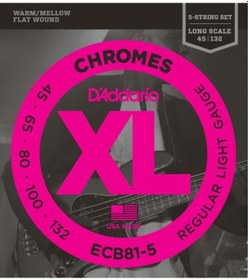 Resim D'addario Ecb81-5 Chromes Bass 5-String. Light. 45-132. Long Scal 
