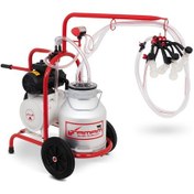 Resim Tamam İkili Koyun Süt Sağma Makinesi Alüminyum Güğüm-silikon Memelik Yağlı Pompa 