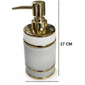 Resim Mona Gold Detaylı Porselen Sıvı Sabunluk Modern Banyo & Mutfak Aksesuarı Gri 