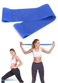 Resim 60 Cm Pilates Jimnastik Egzersiz Yoga Direnç Bandı Mavi - Hafif 