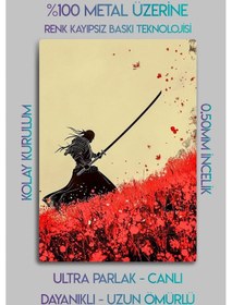 Resim Metal Baskı - Samuray, Dekoratif Samurai Anime Tablo 