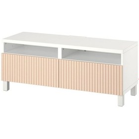 Resim Tv Sehpası, Beyaz-huş Kaplama, 120x42x48 Cm, Bjorkovıken, Çıt Çıt Raylı Beyaz 