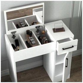 Resim Çekmeceli Dolaplı Aynalı Makyaj Masası 
