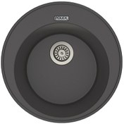 Resim Polex Cristalüx Granit Evye P-06 Antrasit Tezgah Altı Ve Tezgah Üstü Oval Mutfak Evyesi 51.5x51.5 CM 