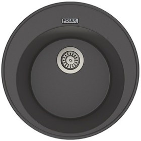 Resim Polex Cristalüx Granit Evye P-06 Antrasit Tezgah Altı Ve Tezgah Üstü Oval Mutfak Evyesi 51.5x51.5 CM 
