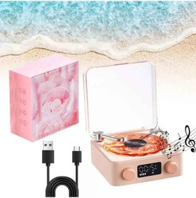 Resim Store Retro Pikap Plak Çalar Hoparlör Şarjlı Kablosuz Projektör Gece Lambası Bluetooth hoparlör 