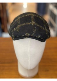 Resim Hamze İngiliz London Model Kareli Kaşe Kumaş Kasket Şapka Siyah 