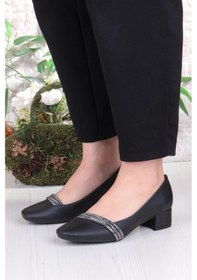 Resim Fort 16503 Erdem Taş Detaylı Alçak Topuklu Kadın Ayakkabı siyah 