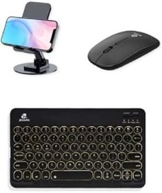 Resim Teknosepetim Klavye Mouse Ve Tablet Telefon Tutucu 3 In 1 Set Bluetooth Klavye Mouse Set Sessiz Klavye 