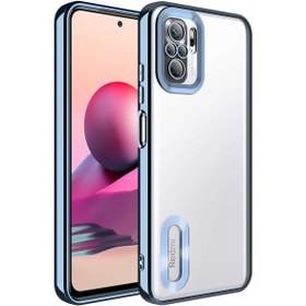 Resim Fibaks Redmi Note 10 - 10s Kılıf Kamera Lens Korumalı Şeffaf Renkli Logo Gösteren Parlak Kapak 