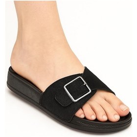 Resim 381 Rahat Ortopedik Taban Günlük Kadın Terlik Çift Toka Kadın Terlik Sim Detaylı Siyah 