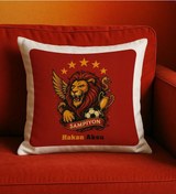Resim Bk Gift Kişiye Özel Sarı Kırmızı 5 Yıldız Aslan Taraftar Tasarımlı Beyaz Kırlent Yastık-2, Taraftar Hediyesi, Doğum Günü Hediyesi, Arkadaşa Hediye Kob 