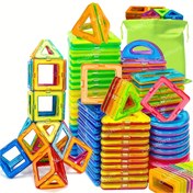Resim Çocuklar için Manyetik Yapı Blokları Seti 40/80/100 Parça, STEM Eğitim Oyuncakları, ABS Malzeme, Çocukların El Becerilerini Geliştirir, Yaratıcı Öğrenme Bulmaca Hediyesi 