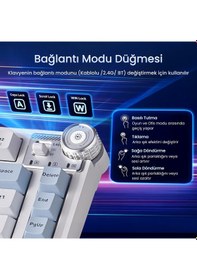 Resim Aula Au75 3 Modlu Rgb Hot Swap Mekanik Tkl Star Vector Switch Kablosuz Makrolu Klavye Buz Mavisi 