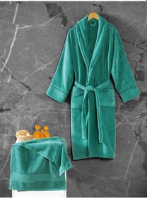 Resim Cotton Box Exclusive Single Bornoz Seti Yeşil M/L Yeşil 