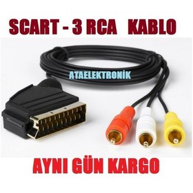 Resim Scart Sikart Rca Audio Video Televizyon Ara Bağlanti Kablosu 