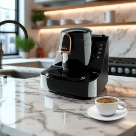 Resim Bakır Türk Kahvesi Makinesi, Şık ve Pratik Tasarım, Hızlı ve Lezzetli Kahve Keyfi 