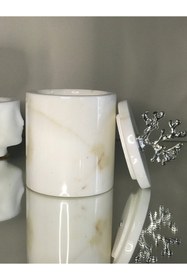 Resim MIARIK DESIGN & DEKORASYON Dekoratif Beyaz Mermer Pamukluk Gümüş Mercan Detaylı 