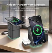 Resim Sunshine022 Siyah 3ü1 Arada Dönen Kablosuz Şarj Cihazı Hızlı Telefon Saat Kulaklık Şarjı 
