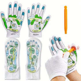 Resim El ve ayak masajı eldiveni ve çorap seti - Masaj jel sopası dahil, unisex, mükemmel hediye, Yeni Yıl, Bahar Festivali, Sevgililer Günü ve diğer festivaller için uygun, bakıcı ebeveynler ve yaşlılar için ideal seçim 