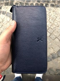 Resim Unisex Lacivert Hakiki Deri Telefon Bölmeli Kartlıklı Cüzdan Lacivert 