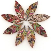 Resim Jms 50 Adet Yapraklar Tasarım Ahşap Düğmeler 2 Delikli Dikiş Karalama Defteri 