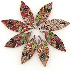 Resim Jms 50 Adet Yapraklar Tasarım Ahşap Düğmeler 2 Delikli Dikiş Karalama Defteri 