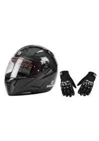 Resim Eldivenli Motor Kaskı Carbon 