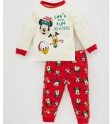 Resim Defacto Erkek Bebek Disney Mickey & Minnie Yılbaşı Temalı Uzun Kollu Pijama Takımı B1951A523WNWT47 