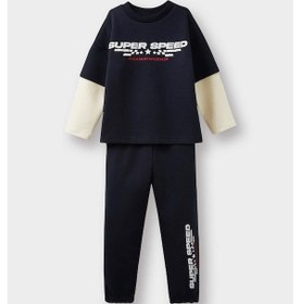 Resim Defacto Erkek Bebek 2li Takım Baskılı Sweatshirt Eşofman Altı G1561a525aunv241 Lacivert 