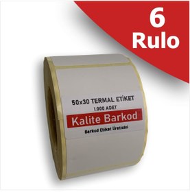 Resim Kalite Barkod 50 X 30 Termal Etiket | 6 Rulo | 