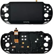 Resim Partsatoz Siyah LCD Ekran Dokunmatik Ekran Digitizer Cam Meclisi Çerçeve Değiştirme Playstation PS Vita PSV 1000 1001 PCH-1001 PCH-1101 için 