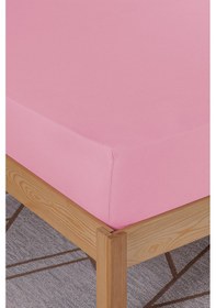 Resim Penye-likralı Lastikli Çarşaf, 160 200 Tek Kişilik %100 Pamuk-elastan Örme Kumaş, 200 Gr/m² Pembe 