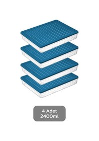 Resim Meleni Home 4'lü Buzdolabı Organizer Mikrodalga Ve Difrize Uygun Saklama Kabı Petrol 4 X 2400 Ml Çok Renkli 