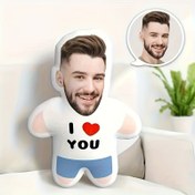 Resim Özel Fotoğraf Mini Peluş Bebek "Seni Seviyorum" Yastık - Kişiselleştirilmiş Yumuşak Kumaş Minder, Makine Yıkanabilir, Beyaz ve Mavi Tasarım, Hediye veya Ev Dekoru için Mükemmel, Rahat Ev Aksesuarı | Günlük Tarz Yastık | Yumuşak Polyester Kumaş, Sevimli Yastıklar 