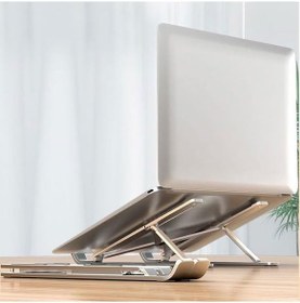 Resim Taşınabilir Kılıflı Laptop Standı Alüminyum Notebook Tablet Stant Kaymaz Metal Dizüstü Bilgisayar Standı Tüm Laptoplara Uyumlu 7 Kademeli 