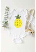 Resim Tuğbababy Baby Unisex Bebek Beyaz Ananas Uzun Kollu Çıtçıtlı Kız Erkek Beyaz 