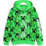 Resim Minecraft 360 Derece Minecraft Creeper Baskılı Kışlık Çocuk Kapşonlu Sweatshirt 8 - 13 Yaş Aralığı Yeşil 