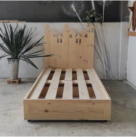 Resim Dekorozi Tek Kişilik Ahşap Baza Çekmeceli Palet Yatak Başlıklı Model 