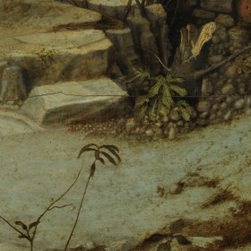 Resim St. Francis in the Desert 3D Print: Giovanni Bellini Textured Art - 39"x45" in / 100x114 cm / Vintage Gold Frame 