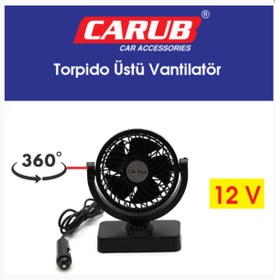 Resim Genel Markalar Oto Araba Vantilatör 12V Torpido Üstü Tekli Fan Ayarlı 