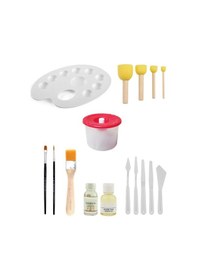 Resim Palet Ponpon Düz Yuvarlak Fırça Resim Yağı Terebentin Su Kabı 