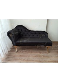 Resim Dekoratif Bihter Koltuk Josefin Puf 120 Cm Gold Ayak Siyah 