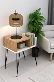 Resim Modalanka Begonya Koltuk Yanı Sehpa - Raflı, Gazetelik, Süslük, Kitaplık, Dergilik ve Metal Ayaklı Şık Sehpa 