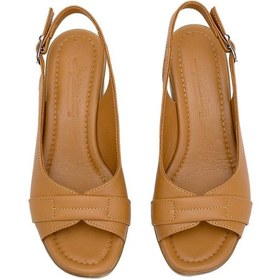 Resim Elit Koc22-18 Kadın Hakiki Deri Topuklu Sandalet Taba Taba 