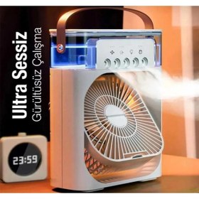 Resim AET Masaüstü Taşınabilir Buzlu Vantilatör Su Soğutmalı Led Işıklı Soğutucu Fan Aır Cooler Fan 