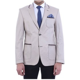 Resim Çift Düğmeli Cepli Erkek Krem Ceket- Wessi Krem 