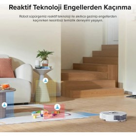 Resim Roborock Q8 Max Plus Beyaz 5.500 Pa Emiş Gücü Çöp Istasyonlu Duoroller Fırça Robot Süpürge Beyaz 
